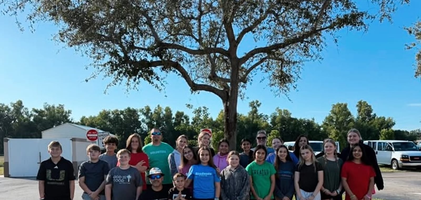 New Life Church students gathered outside the church in Bonita Springs